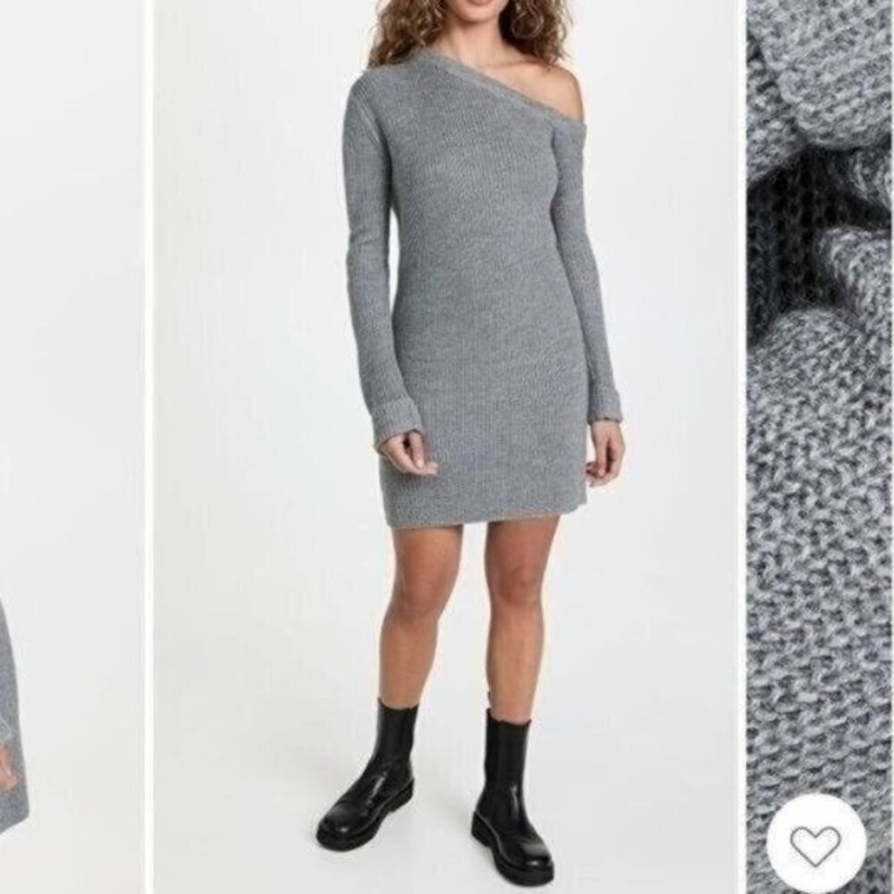 WAYF Everlasting One Shoulder Sweater Dress in Gray Size M